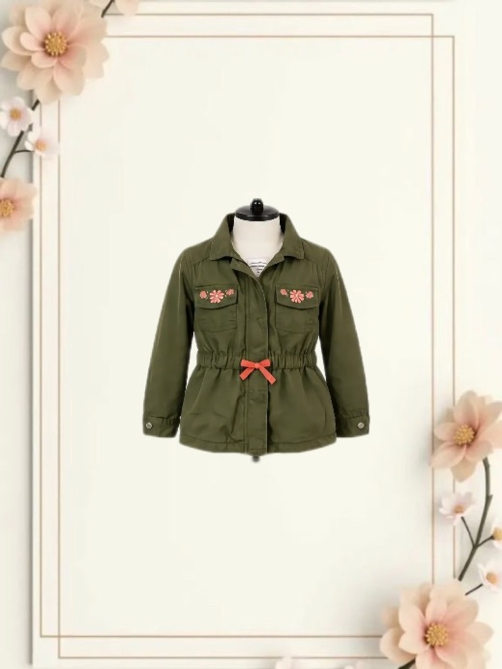 Girls Floral Embroidered Zip-Up Jacket